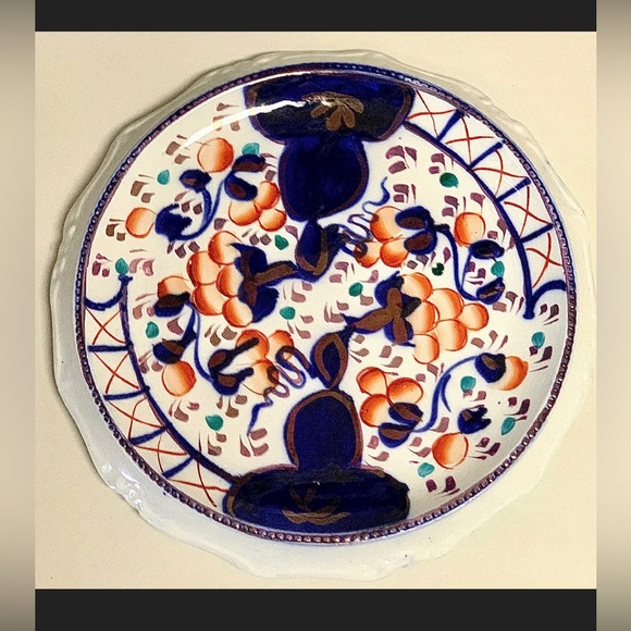 Rare Fenton Gaudy Welsh Oyster Buddha Pattern Scalloped Biscuit Plate Tray - Picture 1 of 10